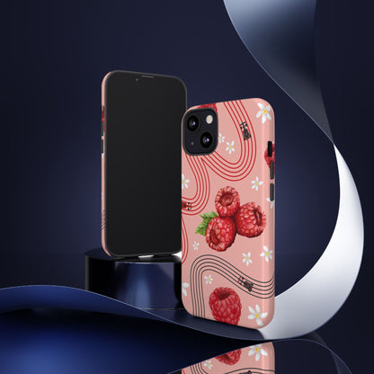 Red F1 Haas and Raspberries Phone Case, Trendy F1 Gift, Formula 1 Gift, Cute Fruit F1 Phone Case, Unique Phone Case