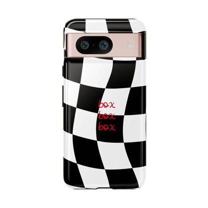 Black and Red Checkered F1 Phone Case, Box Box Box F1 Phone Case