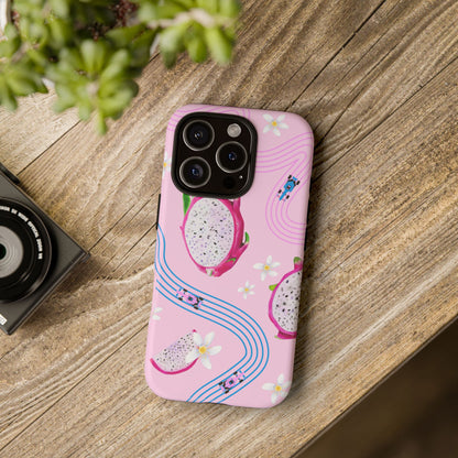 Pink F1 Alpine and Dragonfruit Phone Case, Trendy F1 Gift, Formula 1 Gift, Cute Fruit F1 Phone Case, Unique Phone Case