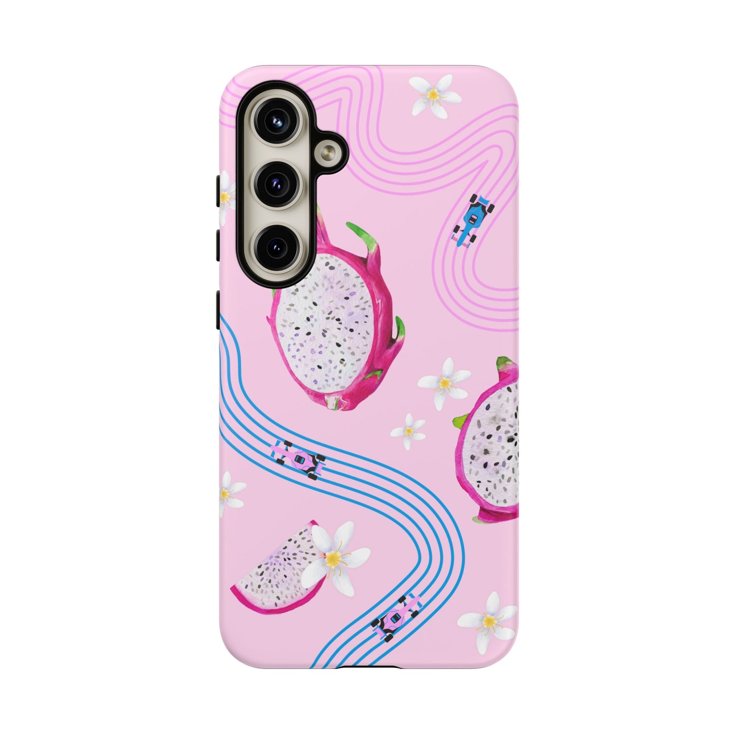 Pink F1 Alpine and Dragonfruit Phone Case, Trendy F1 Gift, Formula 1 Gift, Cute Fruit F1 Phone Case, Unique Phone Case