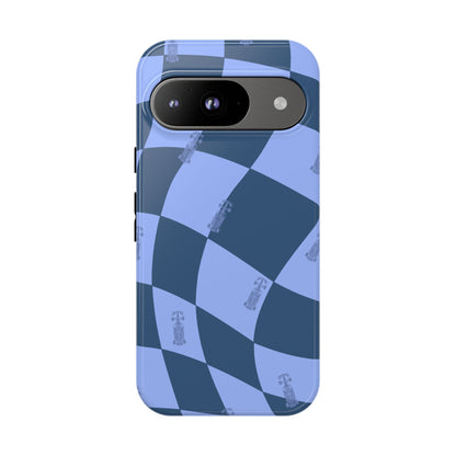 F1 Phone Case Blue Checkerboard Design, Trendy F1 Gift, Formula 1 Gift, Cute F1 Phone Case, Unique Formula One Phone Case