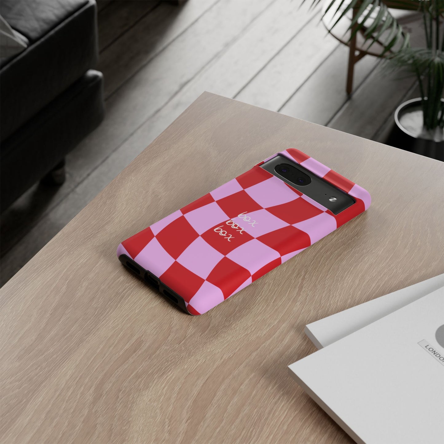 Pink and Red Checkered F1 Phone Case, Box Box Box F1 Phone Case