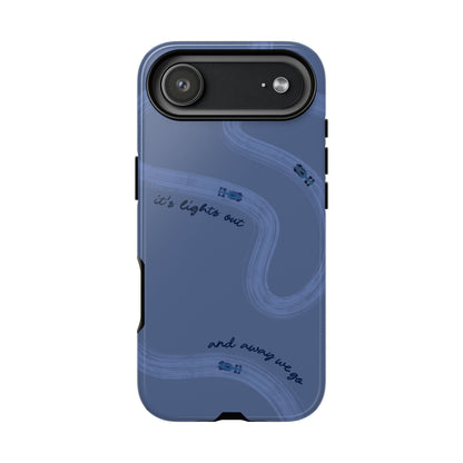 F1 Phone Case Monochrome Dark Blue Painted "its lights out and away we go", Trendy F1 Gift, Formula 1 Gift, Cute F1 Phone Case, Phone Case