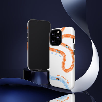 McLaren F1 Phone Case Orange and Blue Painted "its lights out and away we go", Trendy F1 Gift, Formula 1 Gift, Cute F1 Phone Case