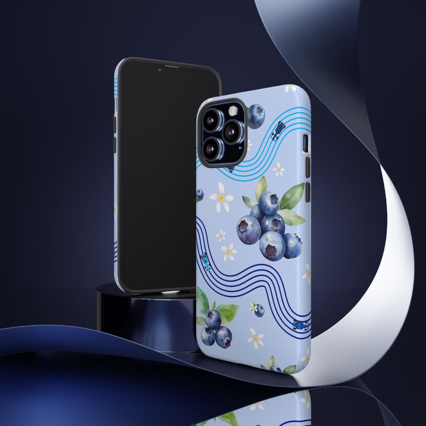Blue F1 Williams and Blueberries Phone Case, Trendy F1 Gift, Formula 1 Gift, Cute Fruit F1 Phone Case, Unique Phone Case