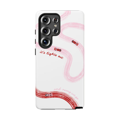 F1 Phone Case Pink and Red Painted "its lights out and away we go", Trendy F1 Gift, Formula 1 Gift, Cute F1 Phone Case, Unique Phone Case