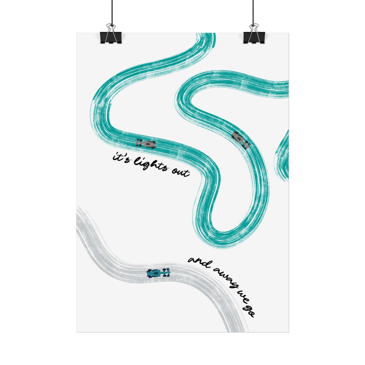 Mercedes Teal and Silver F1 Giclée Print Poster | Minimalist F1 Art - EU SIZING (Physical Print)
