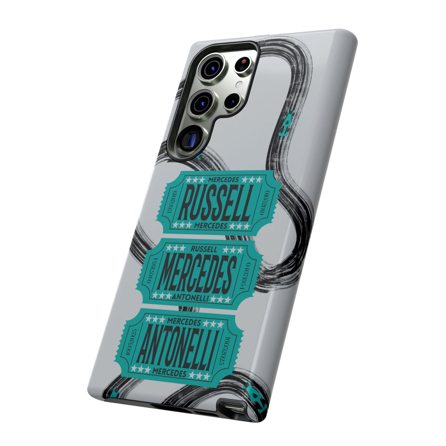 Mercedes F1 Phone Case Painted Ticket Stubs, Trendy F1 Gift, Formula 1 Gift, Cute F1 Phone Case