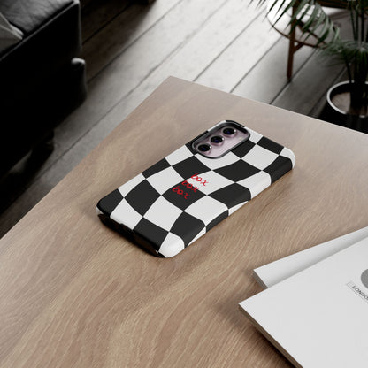 Black and Red Checkered F1 Phone Case, Box Box Box F1 Phone Case
