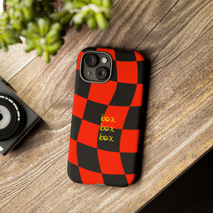 F1 Ferrari Black and Red Checkered Phone Case, Box Box Box F1 Phone Case