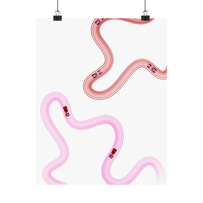 Pink and Red F1 Matte Vertical Poster | Formula 1 Art Print (US SIZING)