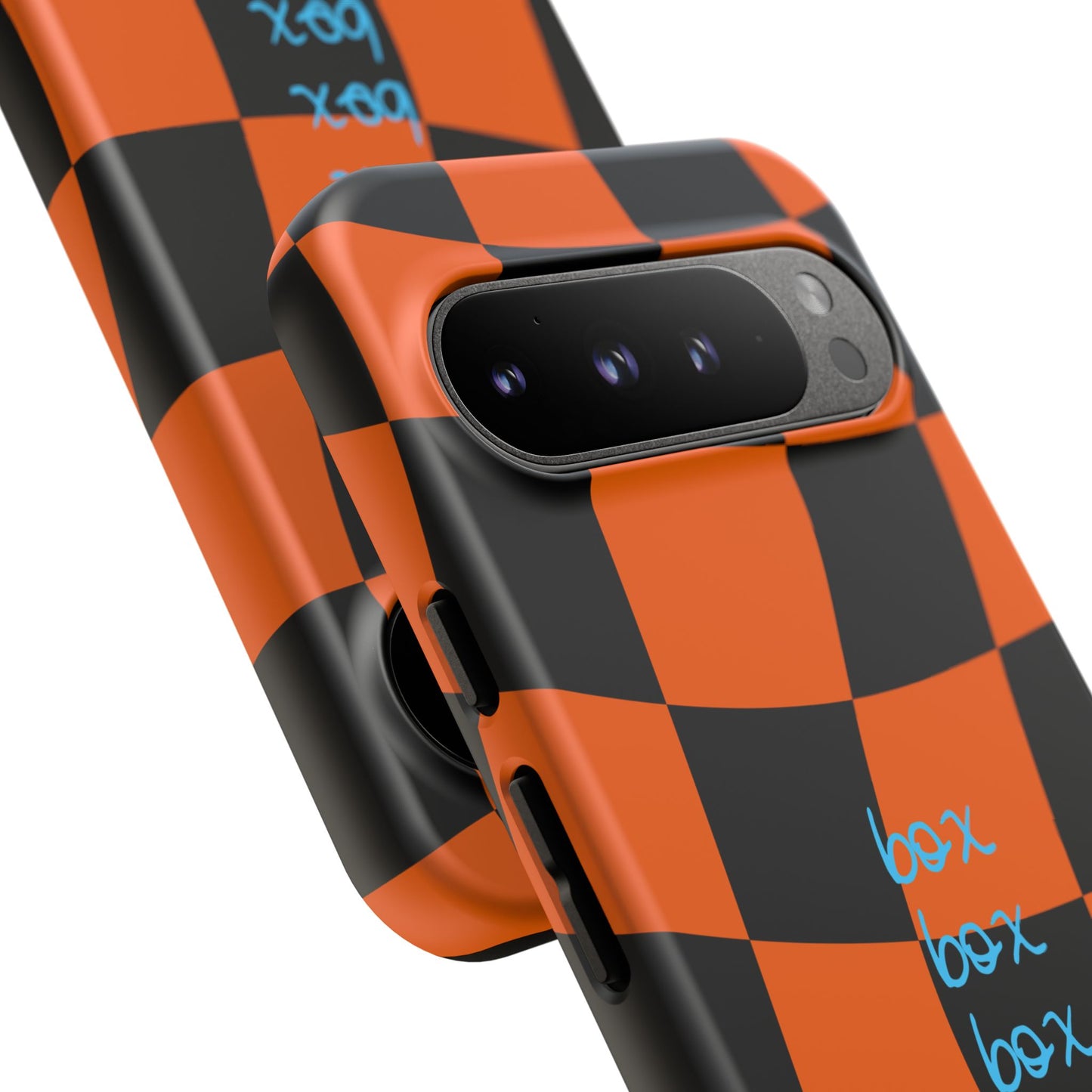McLaren Orange and Black Checkered F1 Phone Case, Box Box Box F1 Phone Case