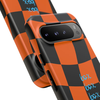 McLaren Orange and Black Checkered F1 Phone Case, Box Box Box F1 Phone Case