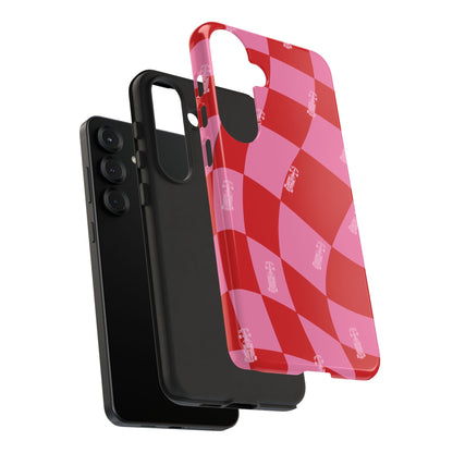 F1 Phone Case Pink and Red Checkerboard Design, Trendy F1 Gift, Girly Formula 1 Gift, Cute F1 Phone Case, Unique Formula One Phone Case