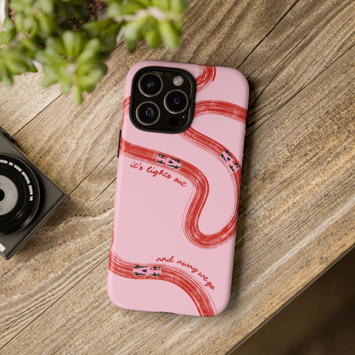 F1 Phone Case Pink and Red Painted "its lights out and away we go", Trendy F1 Gift, Formula 1 Gift, Cute F1 Phone Case, Unique Phone Case