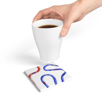 F1 Red Bull Ceramic Coaster - Blue and Red Painted Tracks