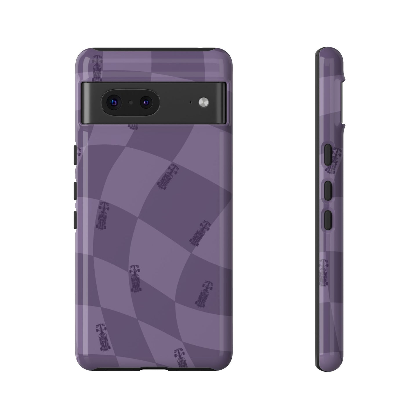 F1 Phone Case Purple Checkered Design, Trendy F1 Gift, Formula 1 Gift, Cute F1 Phone Case, Unique Formula One Phone Case