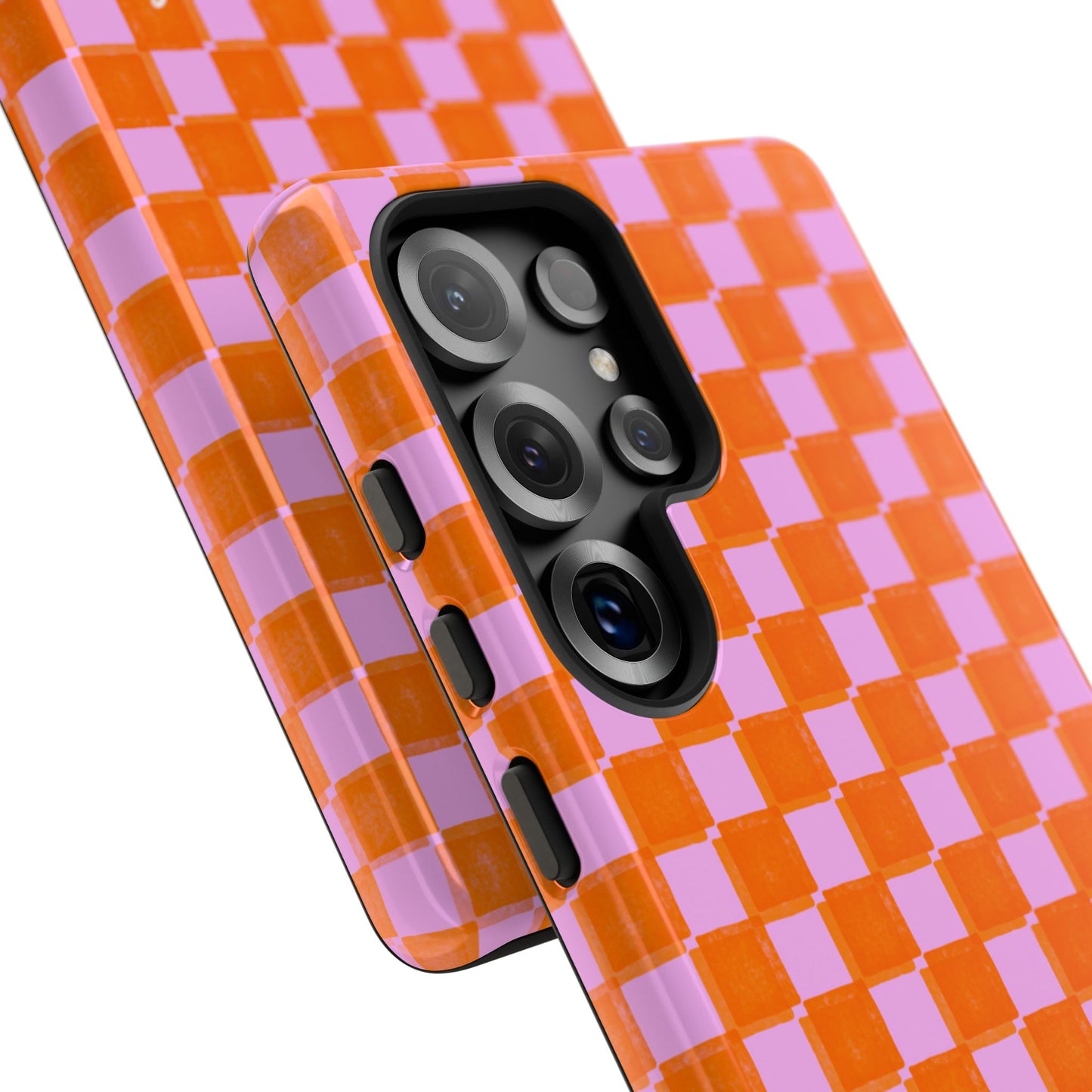 Simply Lovely Orange and Pink Checkered F1 Phone Case Design, Trendy F1 Gift, Formula 1 Gift, Cute F1 Phone Case