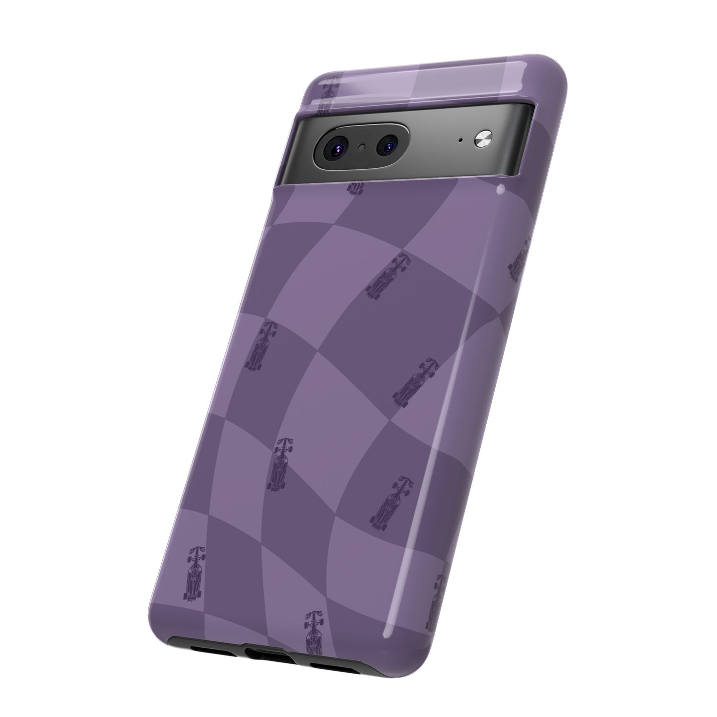 F1 Phone Case Purple Checkered Design, Trendy F1 Gift, Formula 1 Gift, Cute F1 Phone Case, Unique Formula One Phone Case