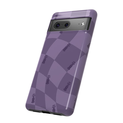 F1 Phone Case Purple Checkered Design, Trendy F1 Gift, Formula 1 Gift, Cute F1 Phone Case, Unique Formula One Phone Case