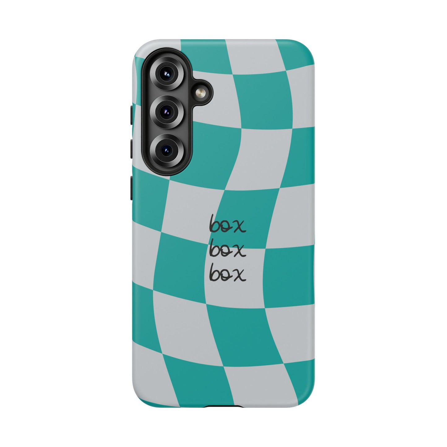 Mercedes Teal and Grey Checkered F1 Phone Case, Box Box Box F1 Phone Case