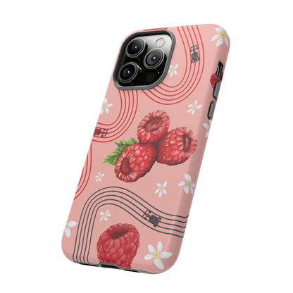 Red F1 Haas and Raspberries Phone Case, Trendy F1 Gift, Formula 1 Gift, Cute Fruit F1 Phone Case, Unique Phone Case