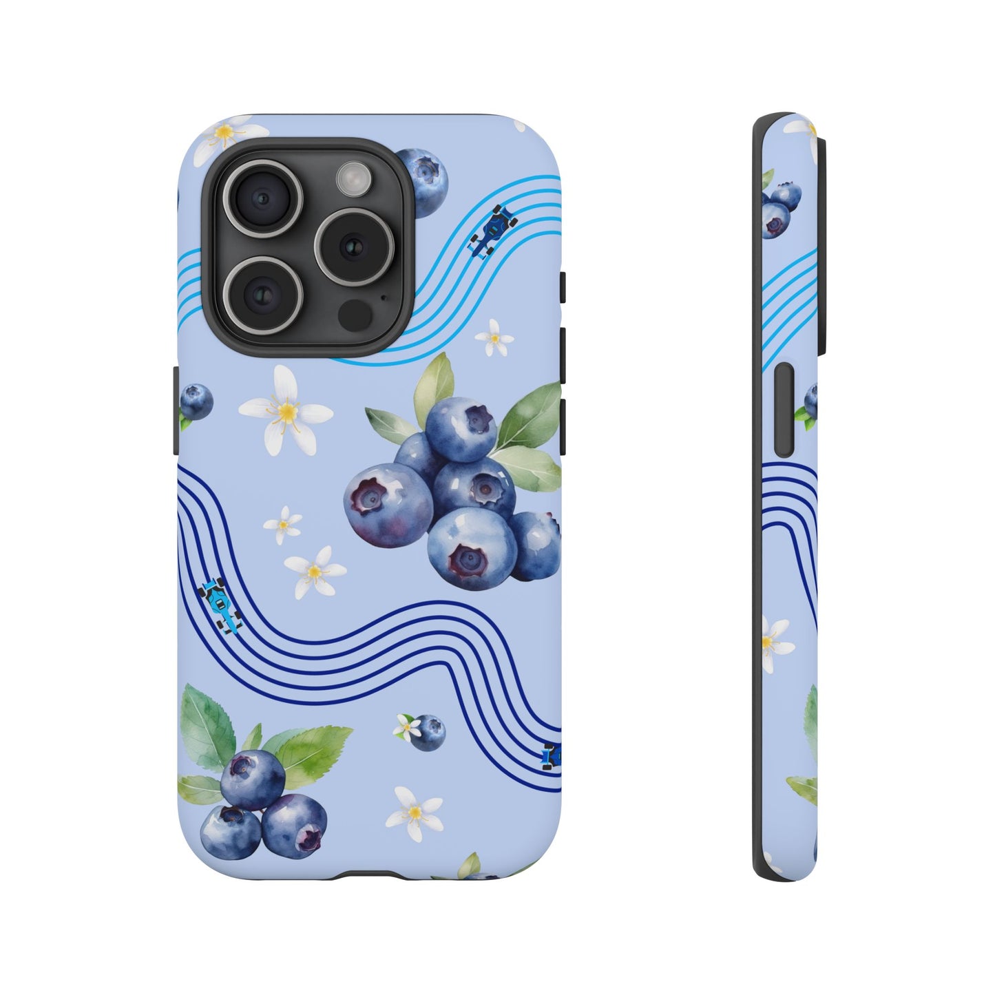 Blue F1 Williams and Blueberries Phone Case, Trendy F1 Gift, Formula 1 Gift, Cute Fruit F1 Phone Case, Unique Phone Case