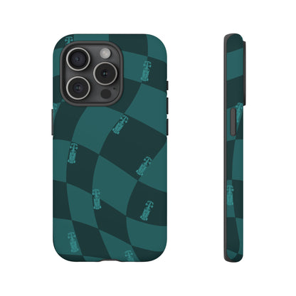F1 Phone Case Teal Checkered Design, Trendy F1 Gift, Formula 1 Gift, Cute F1 Phone Case, Unique Formula One Phone Case