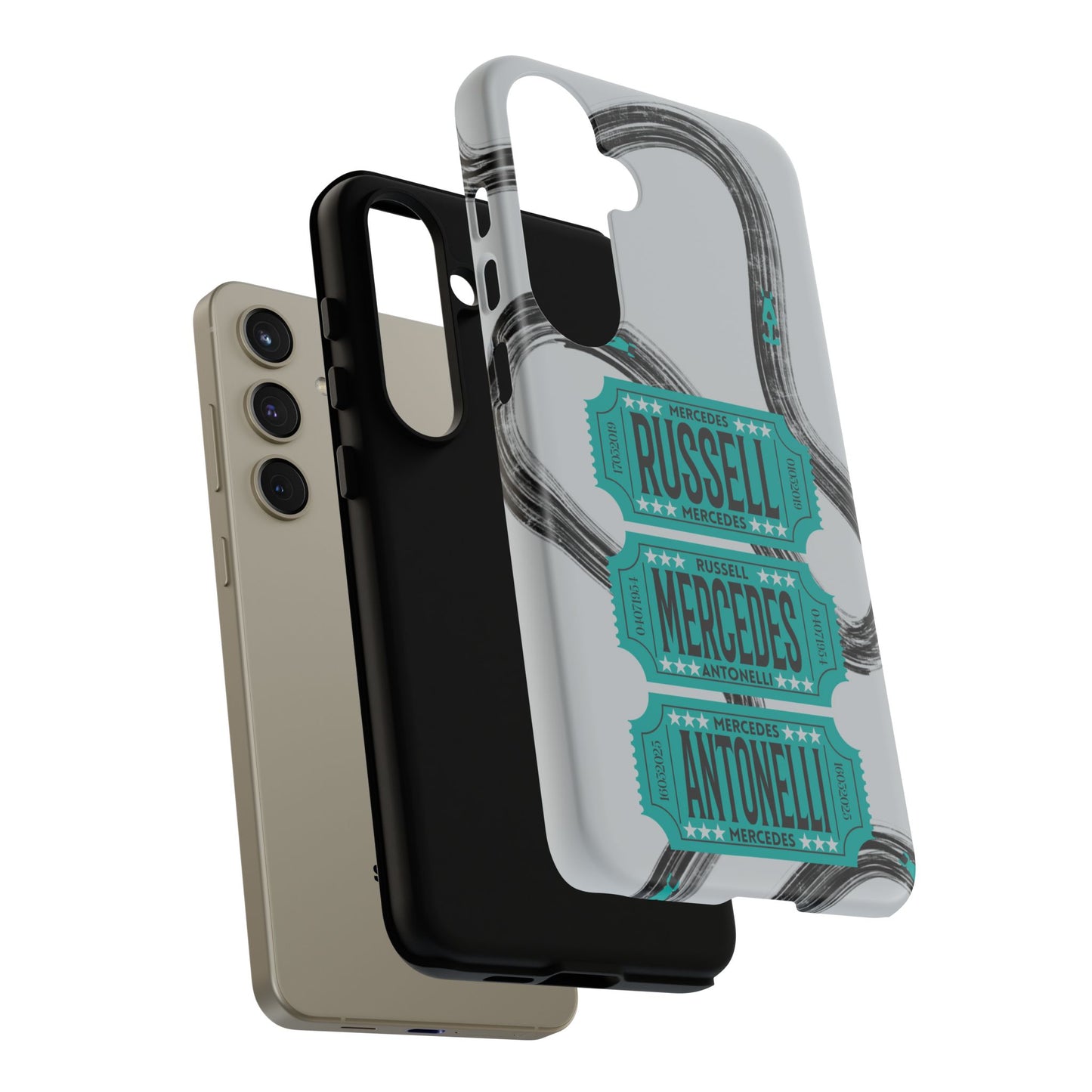 Mercedes F1 Phone Case Painted Ticket Stubs, Trendy F1 Gift, Formula 1 Gift, Cute F1 Phone Case
