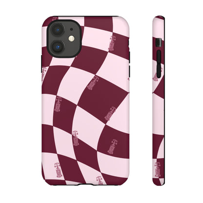 F1 Phone Case Pink Checkered Design, Trendy F1 Gift, Formula 1 Gift, Cute F1 Phone Case, Unique Formula One Phone Case