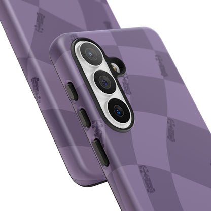 F1 Phone Case Purple Checkered Design, Trendy F1 Gift, Formula 1 Gift, Cute F1 Phone Case, Unique Formula One Phone Case