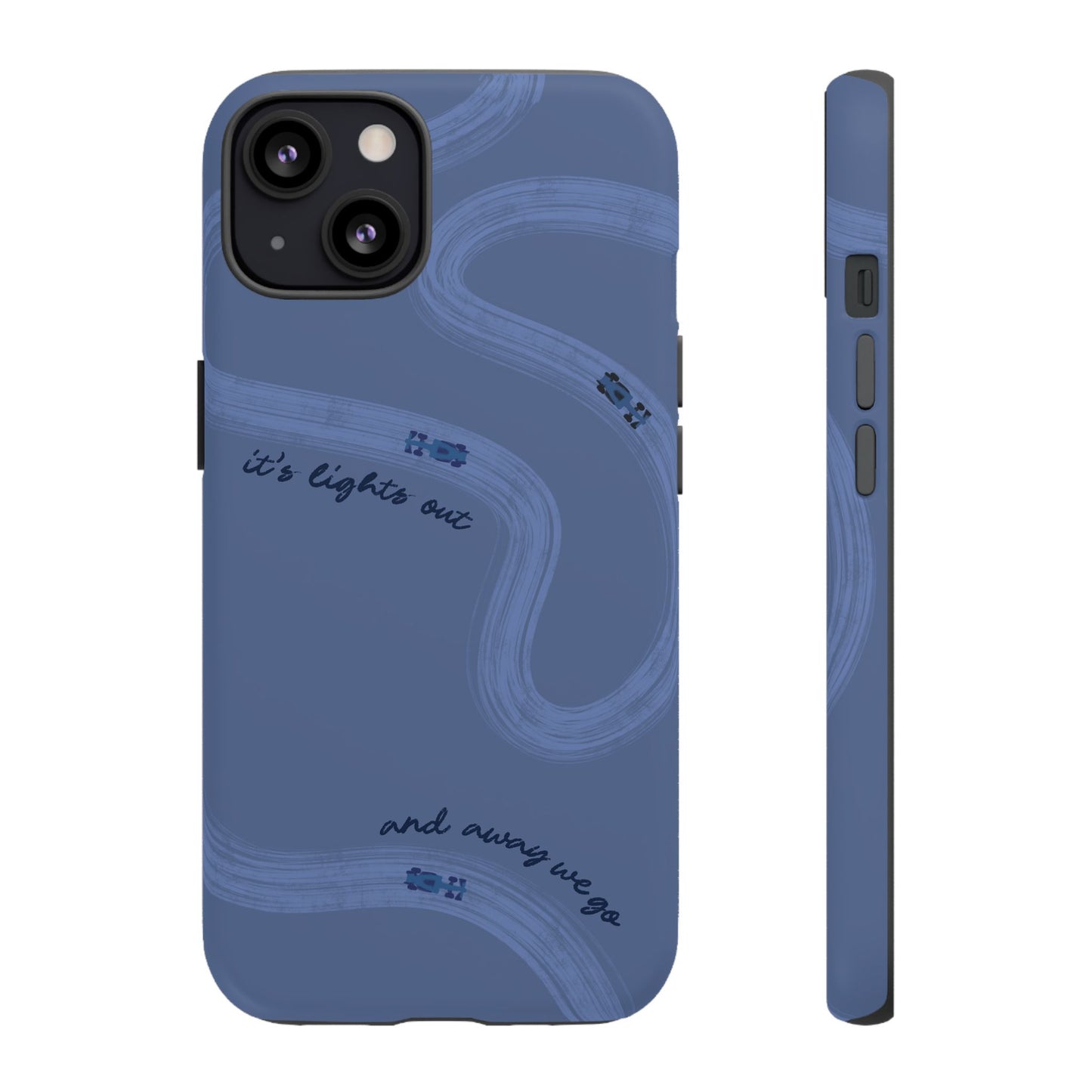 F1 Phone Case Monochrome Dark Blue Painted "its lights out and away we go", Trendy F1 Gift, Formula 1 Gift, Cute F1 Phone Case, Phone Case