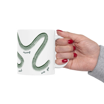 F1 Green Painted It's Lights Out and Away We Go Mug, Unique Gift for Coffee Lovers, Whimsical Formula 1 Gift