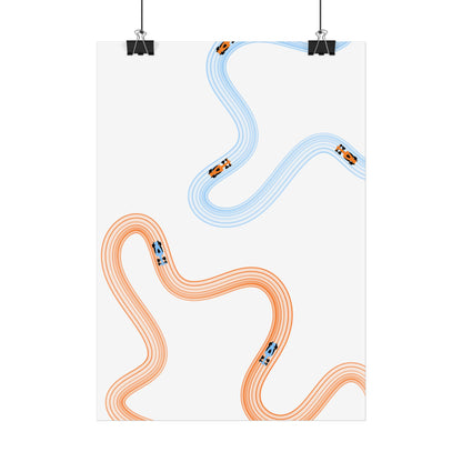 McLaren Orange and Blue F1 Wall Art Poster | Minimalist F1 Art - EU Sizing (Physical Print)
