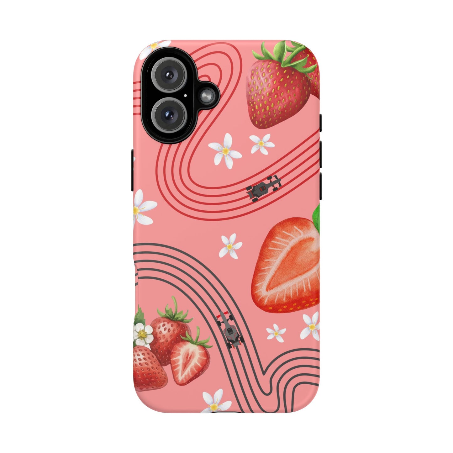 Red F1 Audi and Strawberries Phone Case, Trendy F1 Gift, Formula 1 Gift, Cute Fruit F1 Phone Case, Unique Phone Case