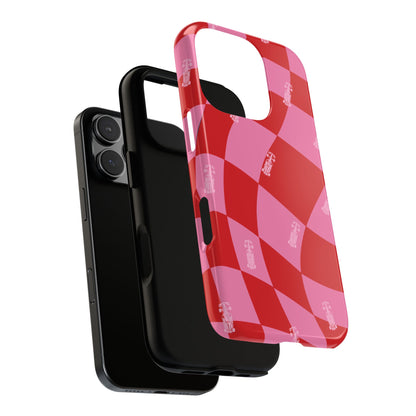 F1 Phone Case Pink and Red Checkerboard Design, Trendy F1 Gift, Girly Formula 1 Gift, Cute F1 Phone Case, Unique Formula One Phone Case