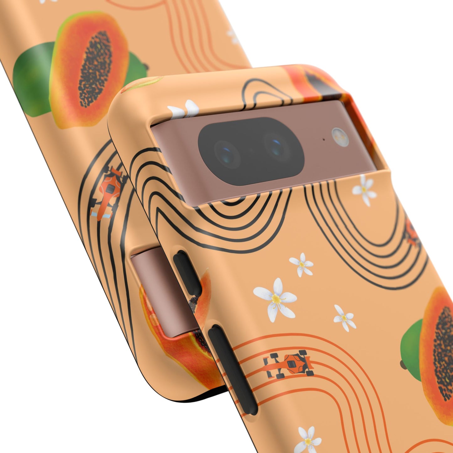 Orange F1 McLaren and Papaya Phone Case, Trendy F1 Gift, Formula 1 Gift, Cute Fruit F1 Phone Case, Unique Phone Case