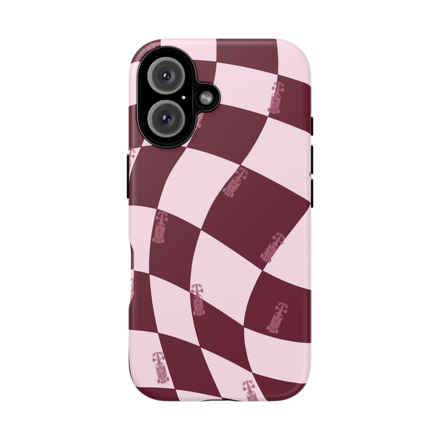 F1 Phone Case Pink Checkered Design, Trendy F1 Gift, Formula 1 Gift, Cute F1 Phone Case, Unique Formula One Phone Case