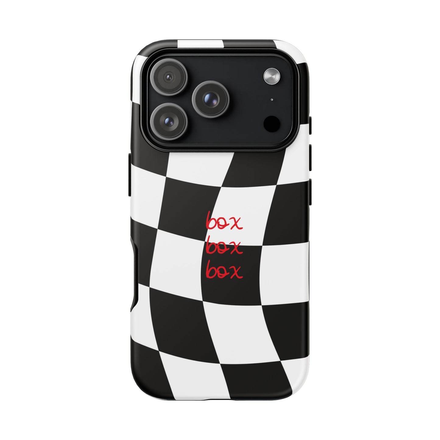 Black and Red Checkered F1 Phone Case, Box Box Box F1 Phone Case