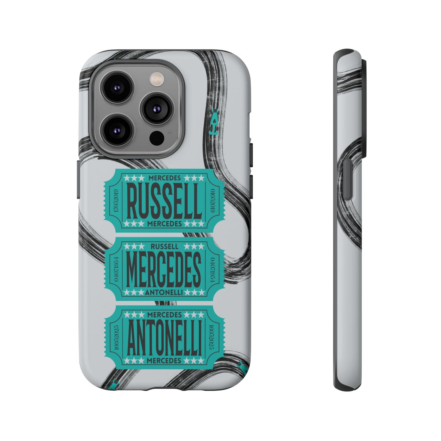 Mercedes F1 Phone Case Painted Ticket Stubs, Trendy F1 Gift, Formula 1 Gift, Cute F1 Phone Case