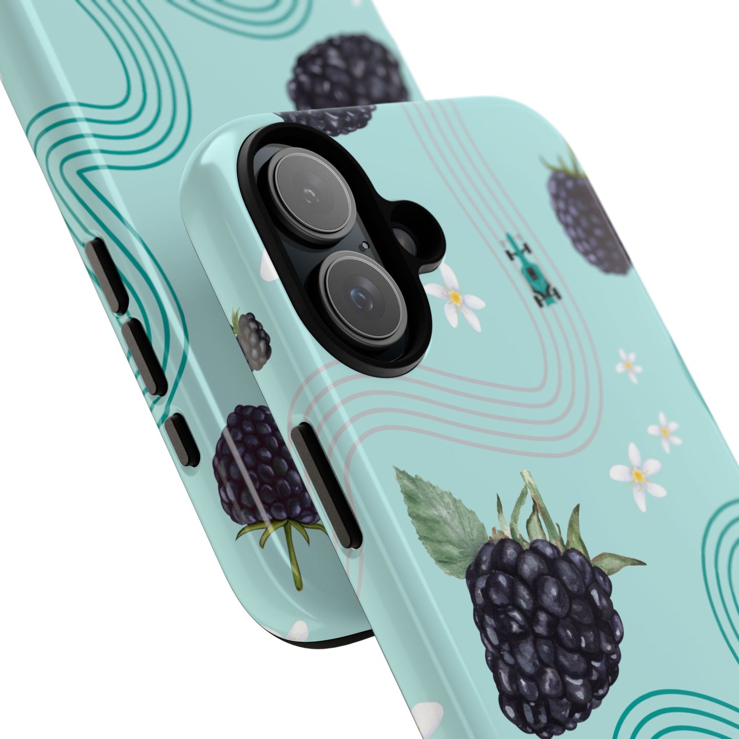Teal F1 Mercedes and Blackberries Phone Case , Trendy F1 Gift, Formula 1 Gift, Cute Fruit F1 Phone Case, Unique Phone Case