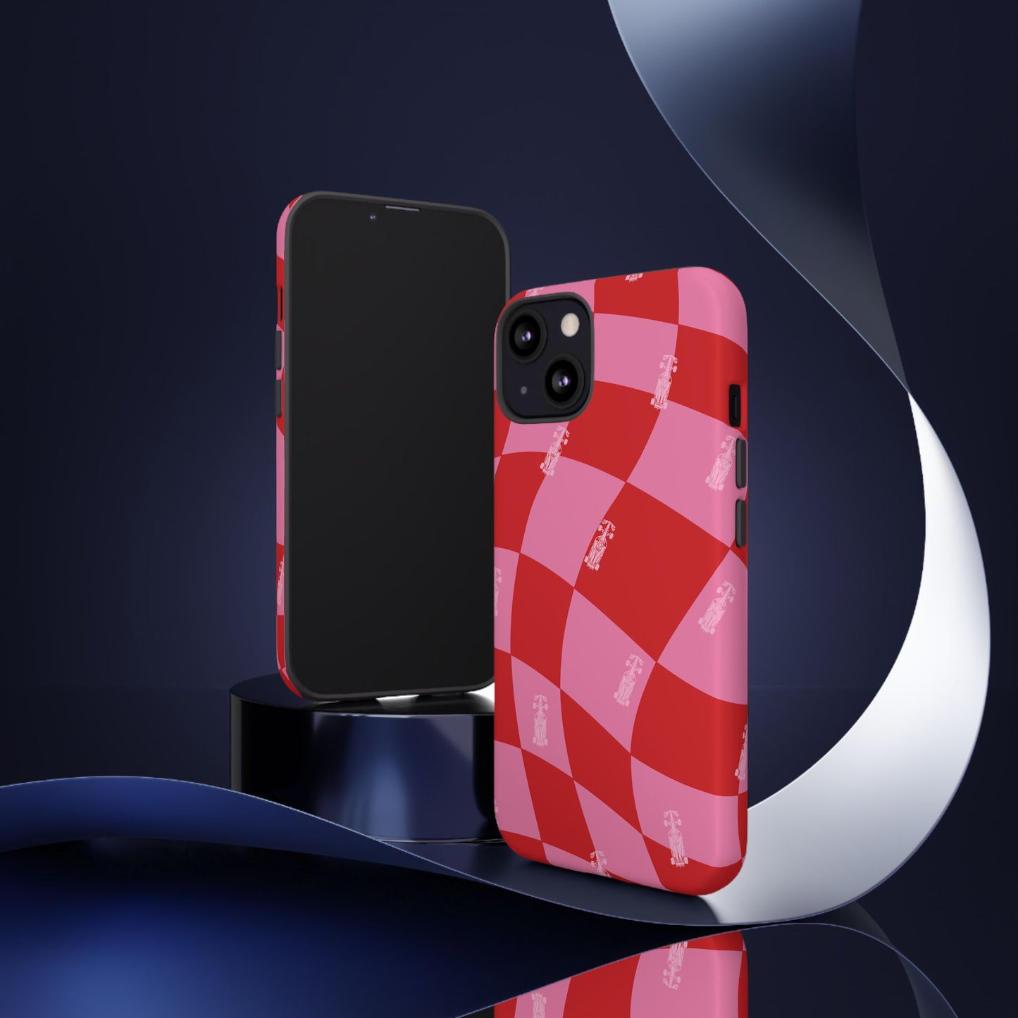 F1 Phone Case Pink and Red Checkerboard Design, Trendy F1 Gift, Girly Formula 1 Gift, Cute F1 Phone Case, Unique Formula One Phone Case