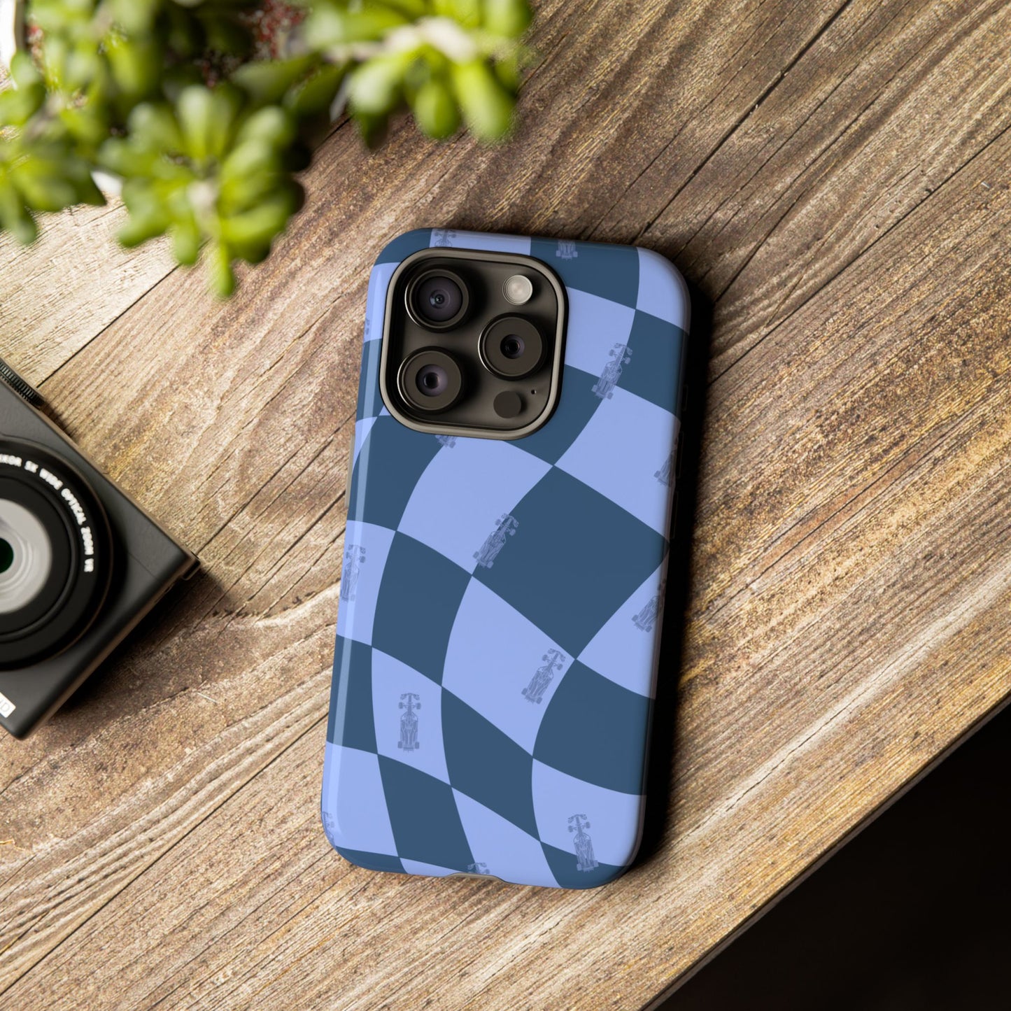 F1 Phone Case Blue Checkerboard Design, Trendy F1 Gift, Formula 1 Gift, Cute F1 Phone Case, Unique Formula One Phone Case