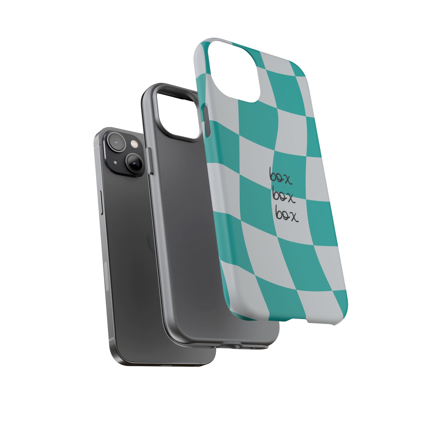 Mercedes Teal and Grey Checkered F1 Phone Case, Box Box Box F1 Phone Case