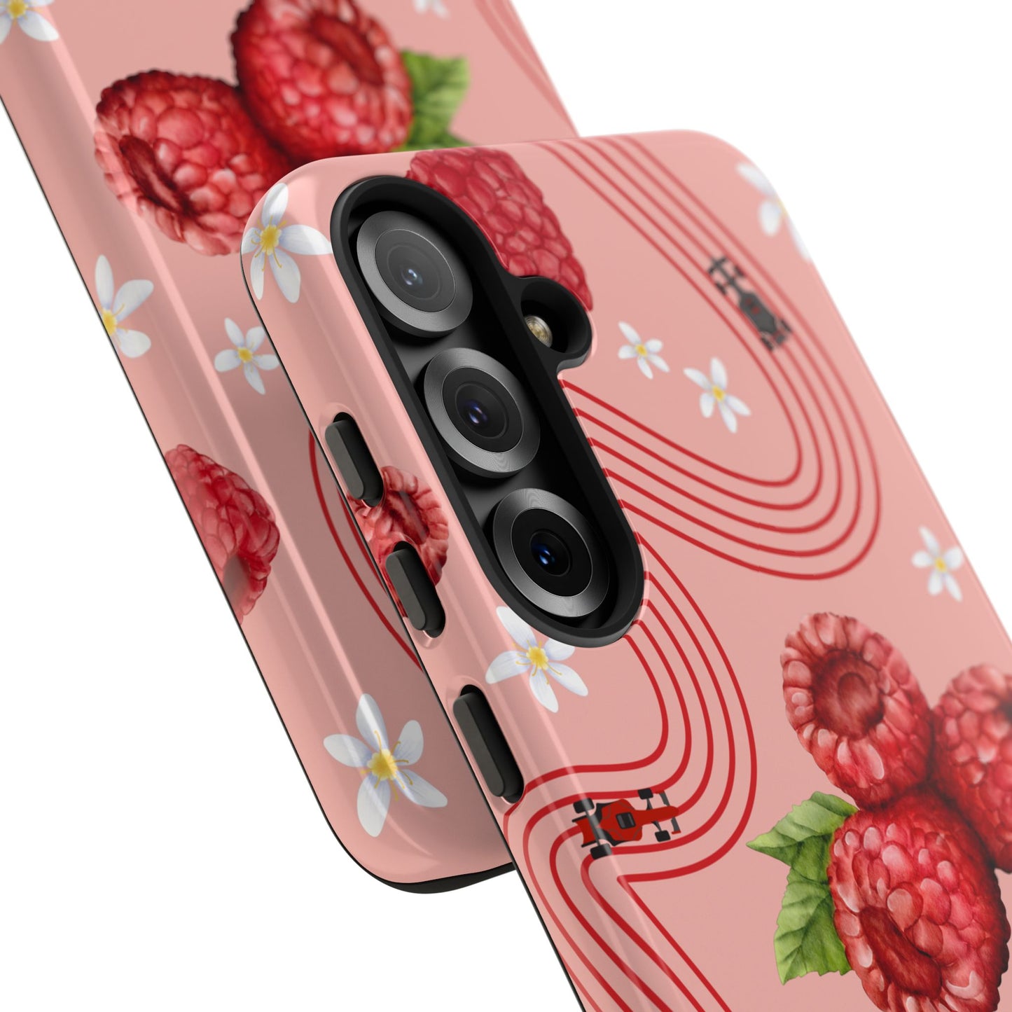 Red F1 Haas and Raspberries Phone Case, Trendy F1 Gift, Formula 1 Gift, Cute Fruit F1 Phone Case, Unique Phone Case