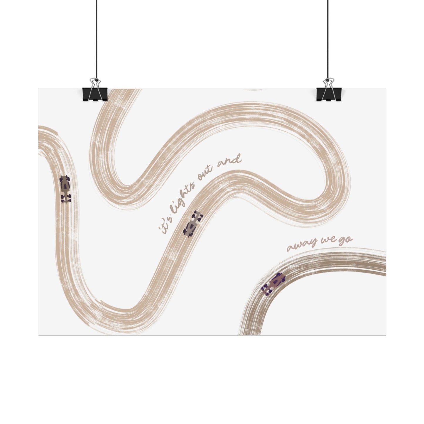 Horizontal Beige F1 Abstract Art Poster | Minimalist F1 Art - EU Sizing (Physical Print)