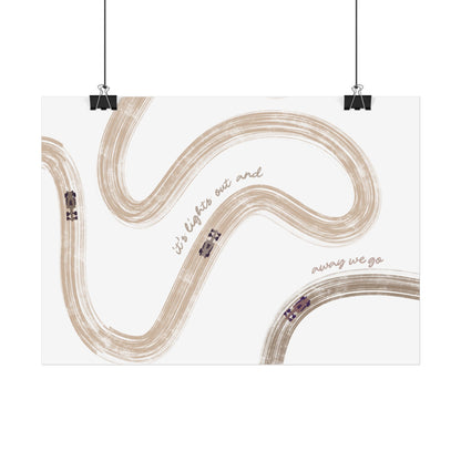 Horizontal Beige F1 Abstract Art Poster | Minimalist F1 Art - EU Sizing (Physical Print)