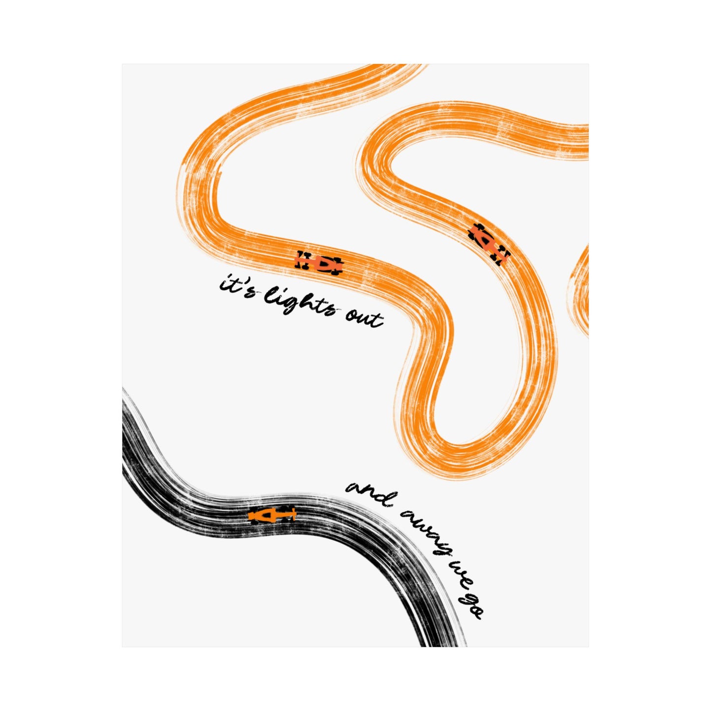 F1 McLaren Orange and Black Matte Vertical Poster | F1 Giclée Art Print (US SIZING)