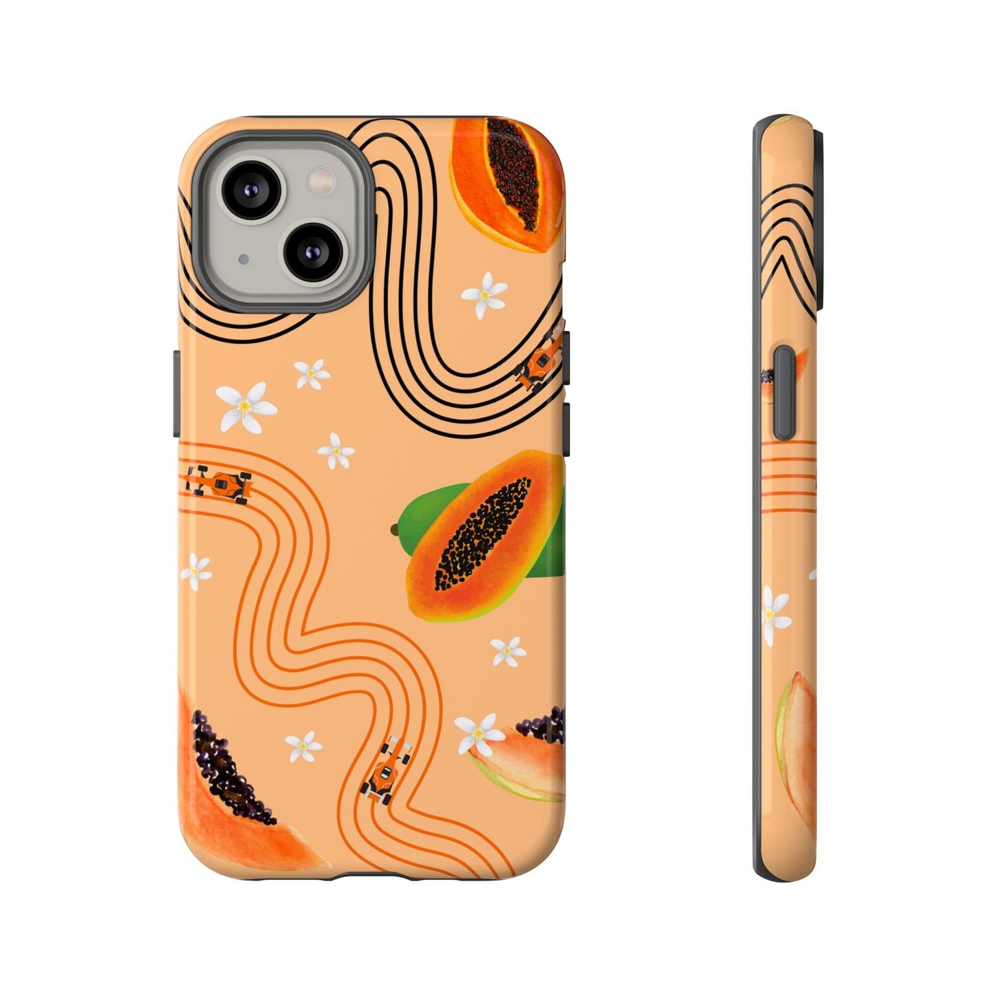 Orange F1 McLaren and Papaya Phone Case, Trendy F1 Gift, Formula 1 Gift, Cute Fruit F1 Phone Case, Unique Phone Case