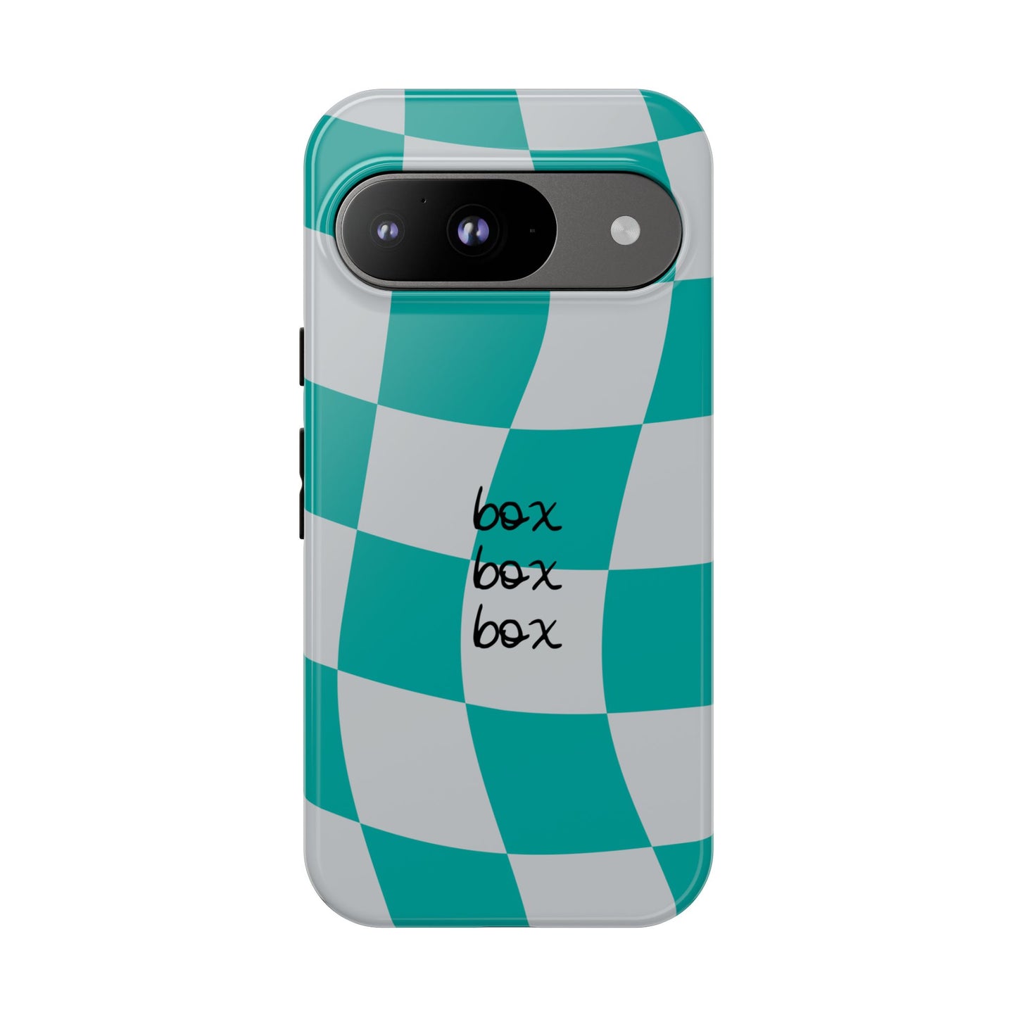 Mercedes Teal and Grey Checkered F1 Phone Case, Box Box Box F1 Phone Case